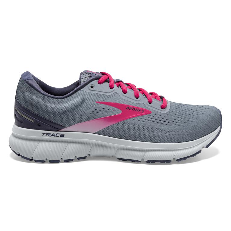 Brooks TRACE Adaptive Road Running Shoes Womens Canada - Grey/Nightshadow/Raspberry (PZM814269)